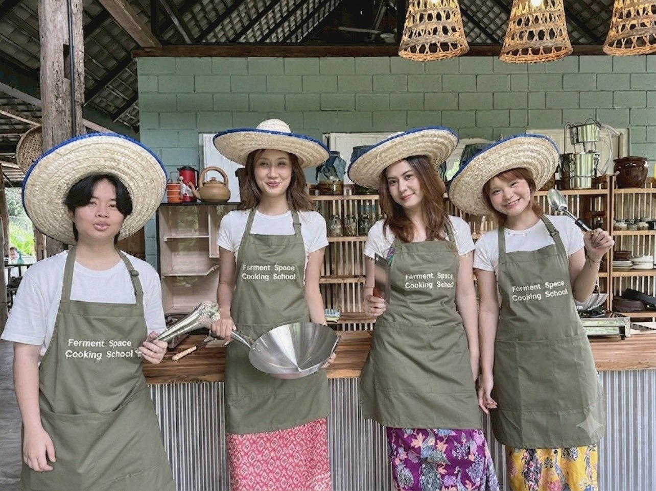 Students in Ferment Space aprons and hats